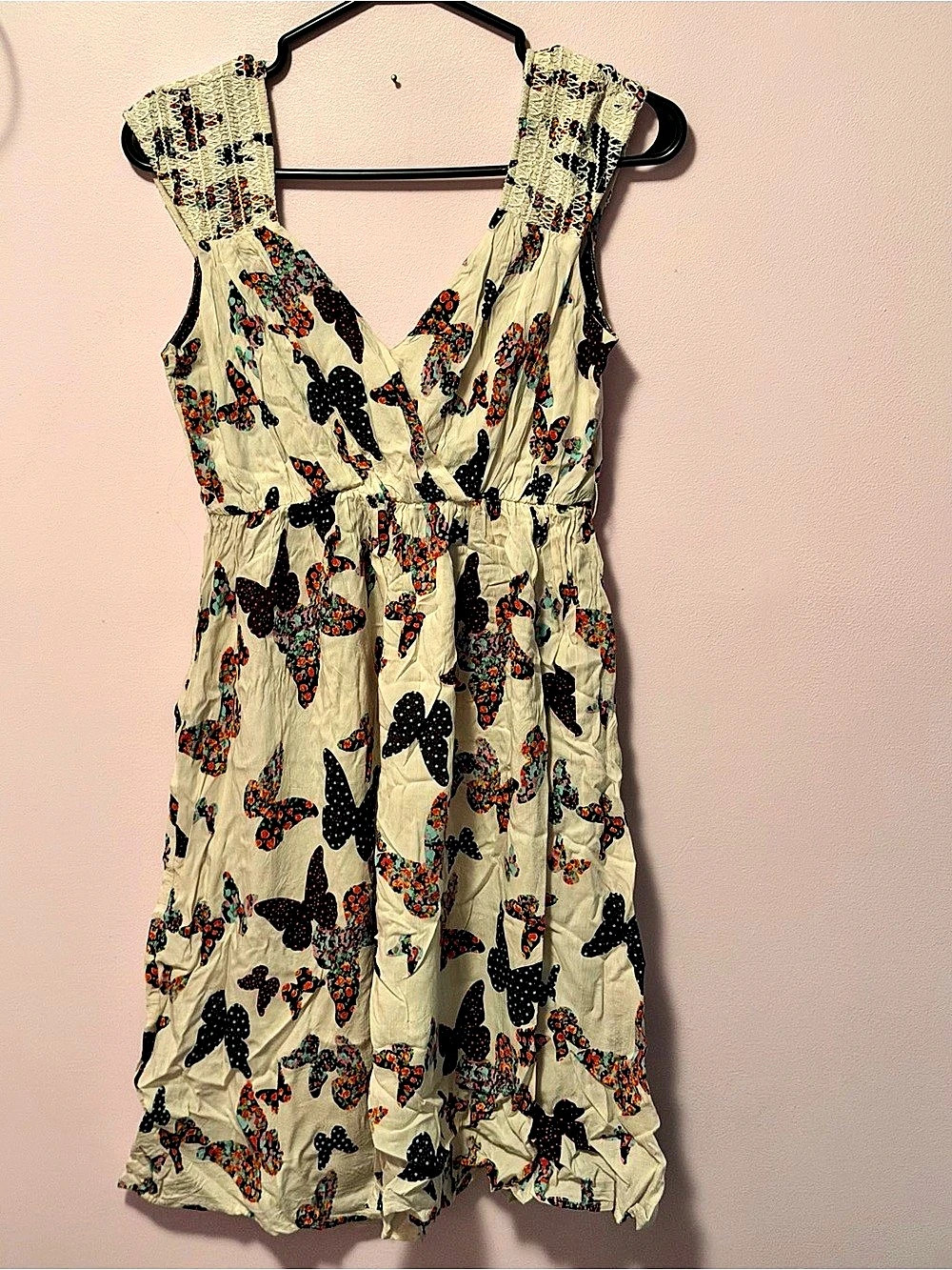 Butterfly Print Rayon Midi Dress